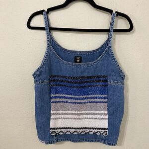 Y2K 90’s American Eagle Denim Crop Top size M Biker, Hippie, side zip